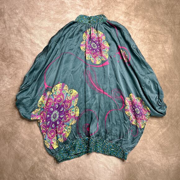 Custo Barcelona Dolman Sleeve Loose Flowy Oversized Silk Blouse Mandala Print - Picture 3 of 10